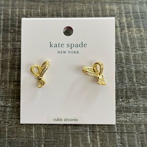 Brand new! Kate spade gold all tied up pave studs